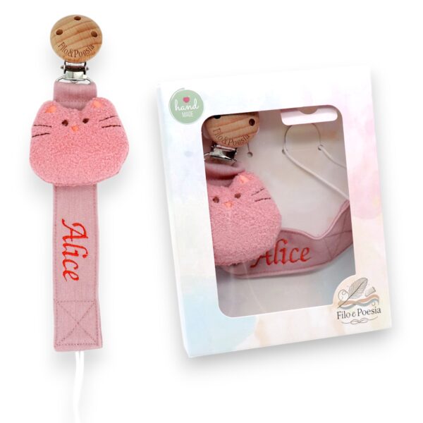 Catenella portaciuccio con nome ricamato (Gattina)