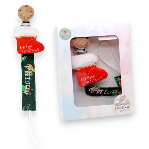 Catenella portaciuccio con nome ricamato (Calza Natale)