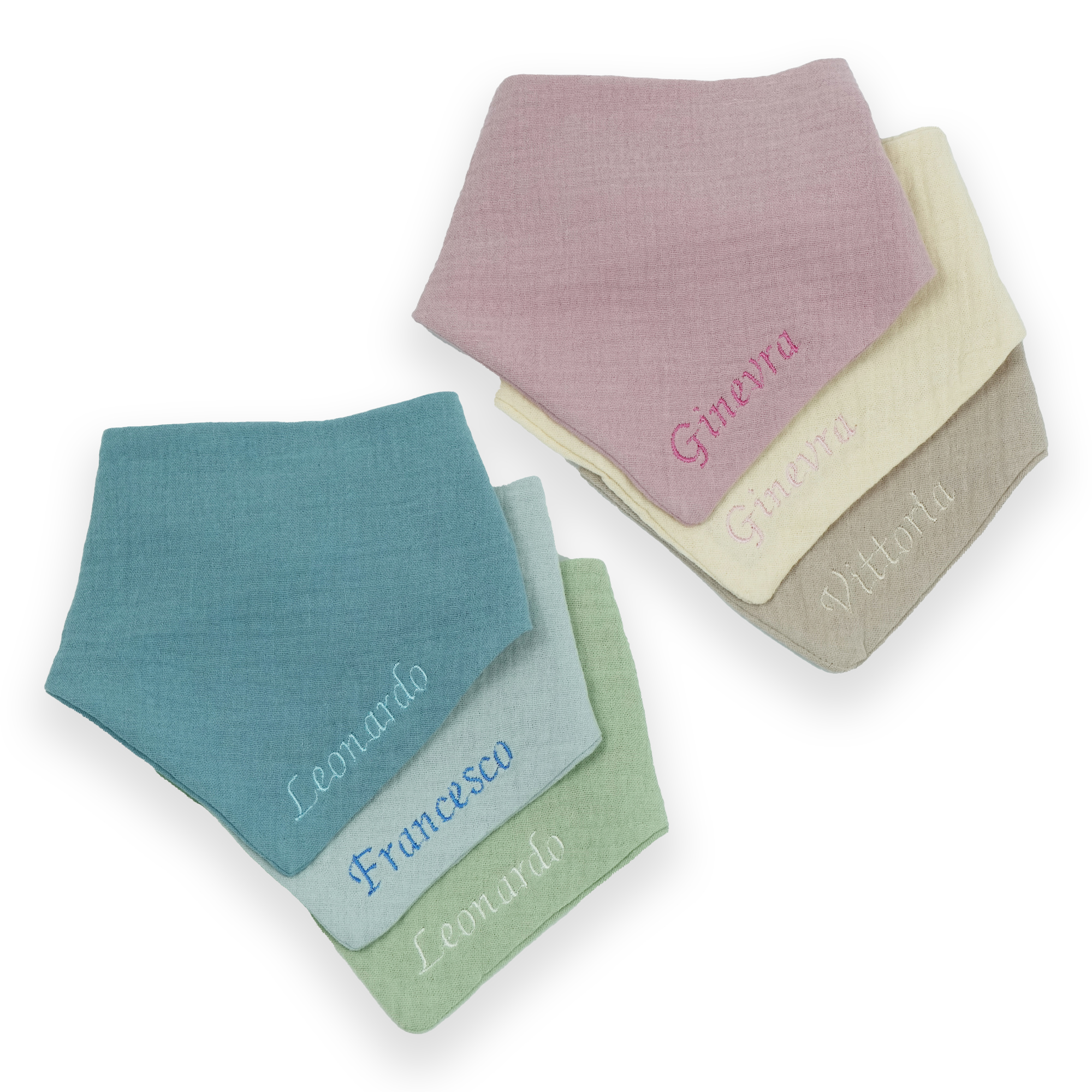 Bavaglino Set 3 Pezzi personalizzati con nome ricamato